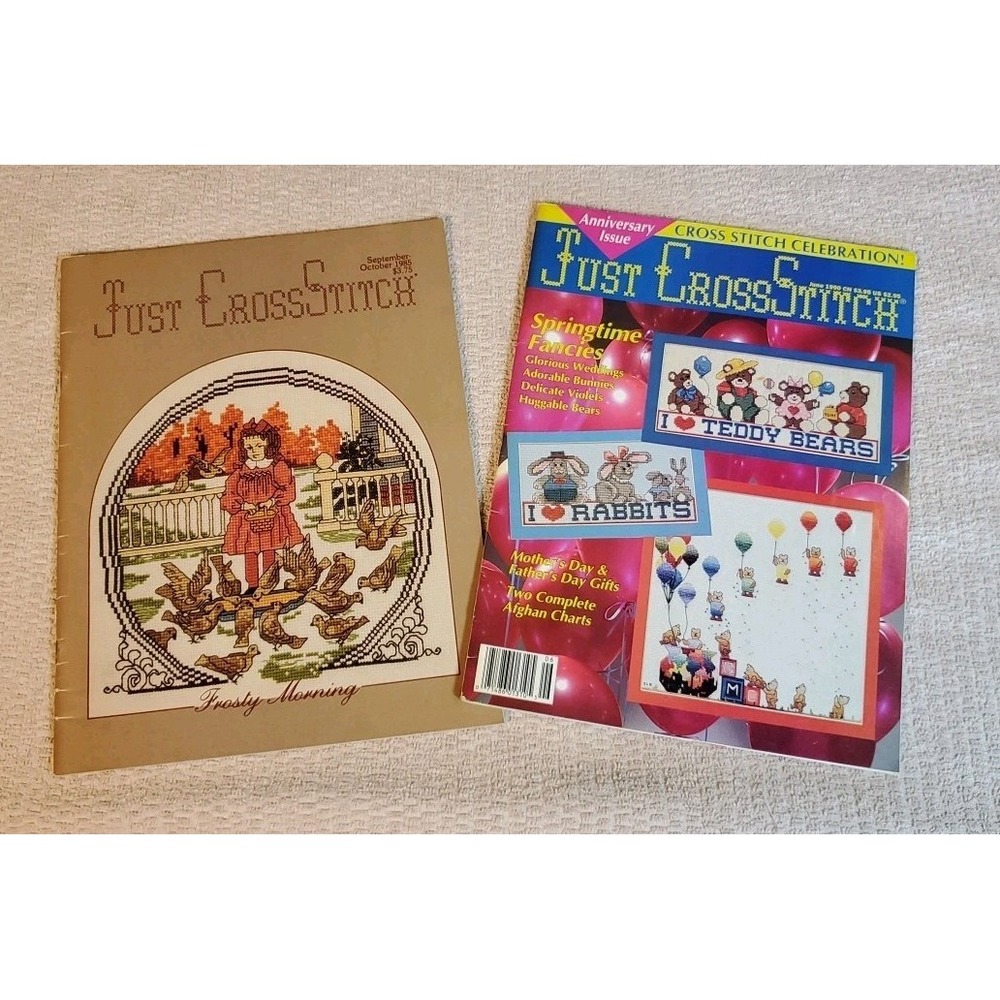 Just‎ Cross Stitch magazine Lot Of 2 Vtg Sept/Oct 1985 & May/June 1990